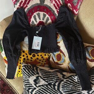 Hill House Home Grace Nap Top Elegant Black Smocked XXXS NWT